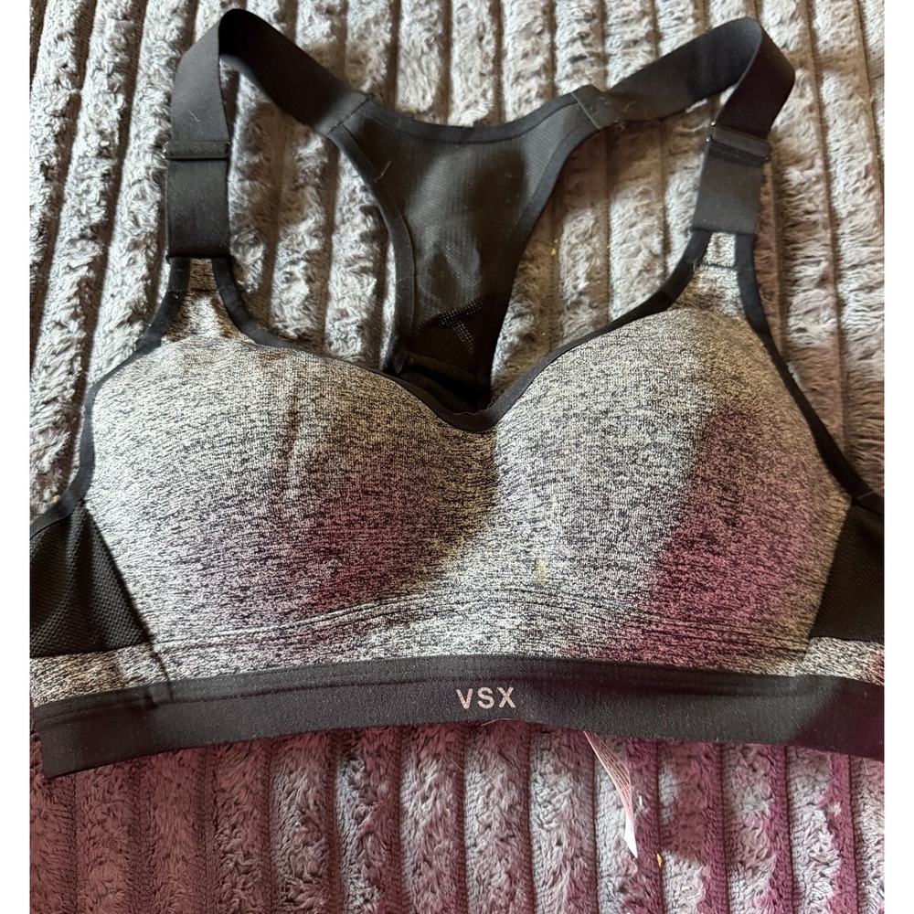 VSX Sport High Support  Racerback Sports Bra Heather Gray/Black 32B A3-218